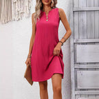 Women's Elegant Pleated Sleeveless V-Neck Maxi Dress – Chic Formal & Summer Style