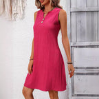 Women's Elegant Pleated Sleeveless V-Neck Maxi Dress – Chic Formal & Summer Style