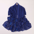 Pearl Chiffon Handmade Sticky Flower Beaded Scarf Hui Gauze
