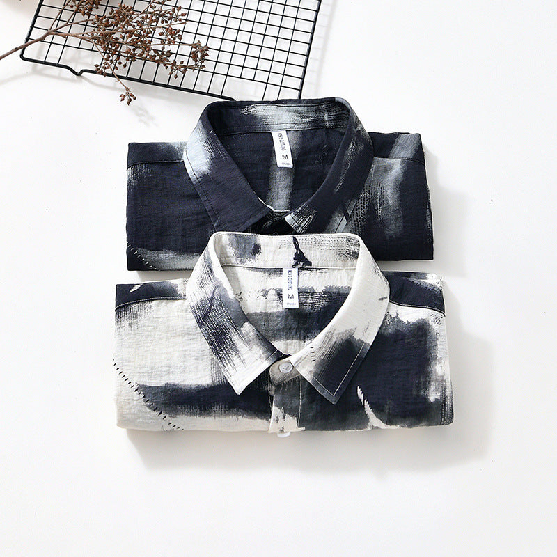 Men’s Viscose Cardigan Shirt – Lightweight Casual Button Down | Slim Fit Long Sleeve Top for Youth (M–3XL, Black & White)