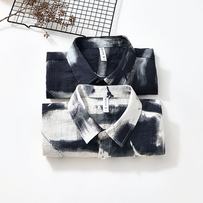 Men’s Viscose Cardigan Shirt – Lightweight Casual Button Down | Slim Fit Long Sleeve Top for Youth (M–3XL, Black & White)