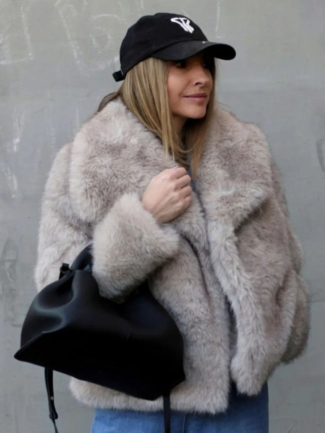 Plush Lapel Winter Coat