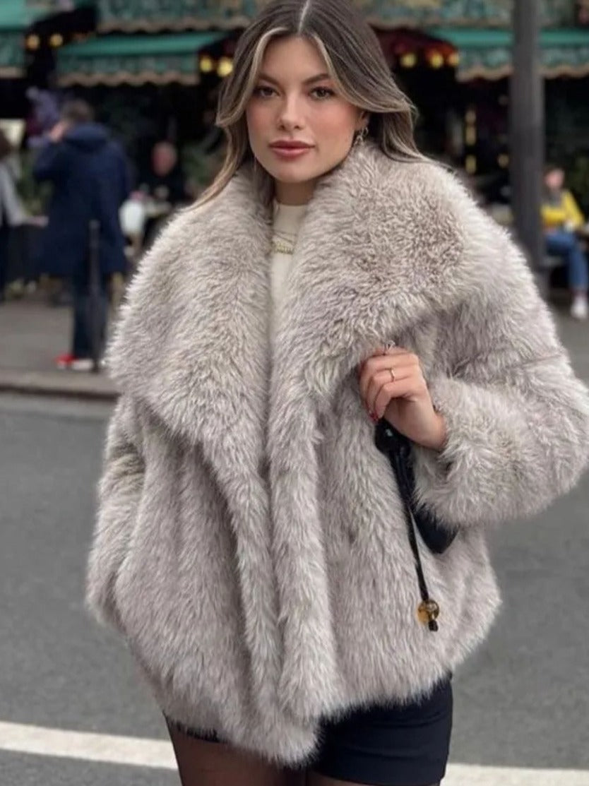 Plush Lapel Winter Coat