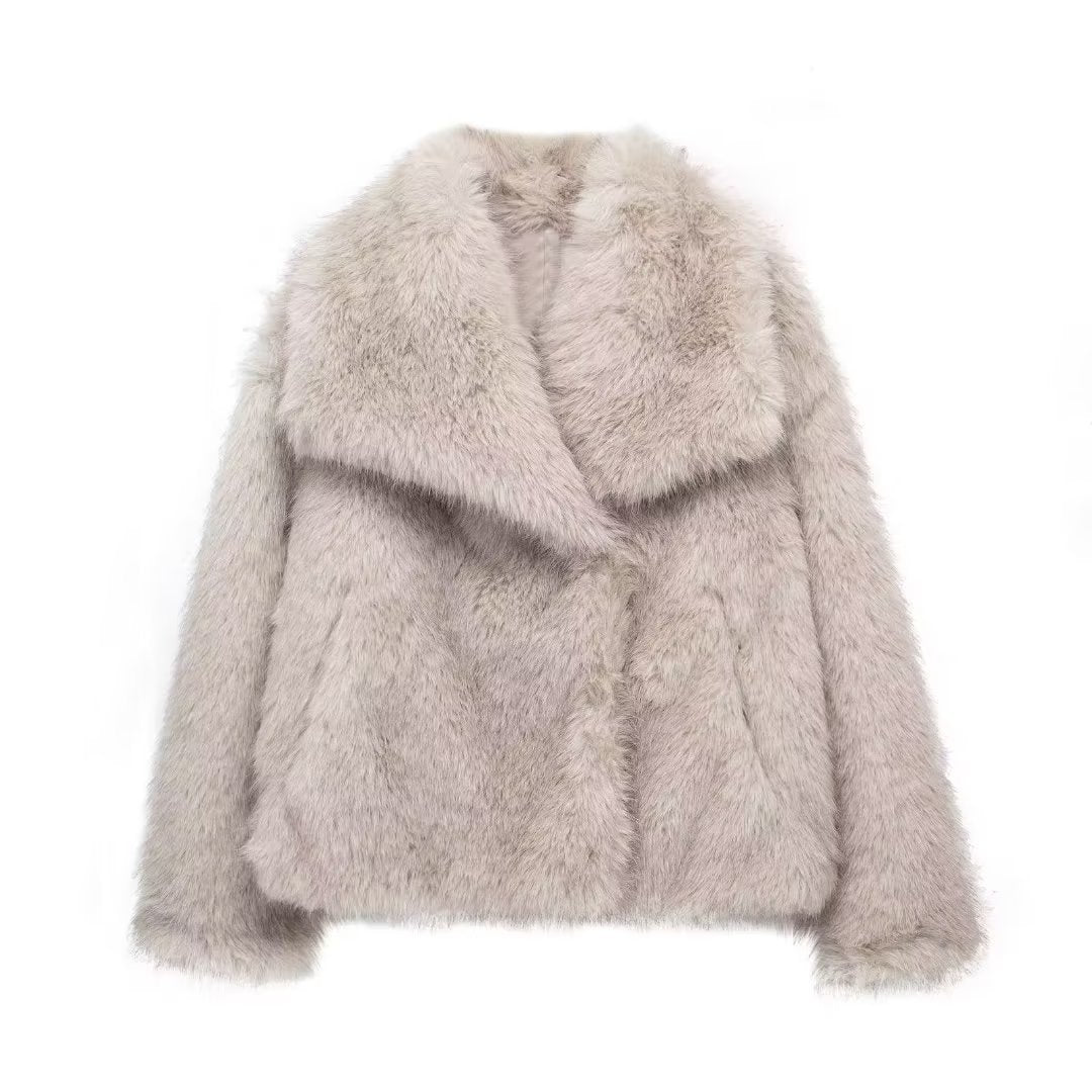 Plush Lapel Winter Coat