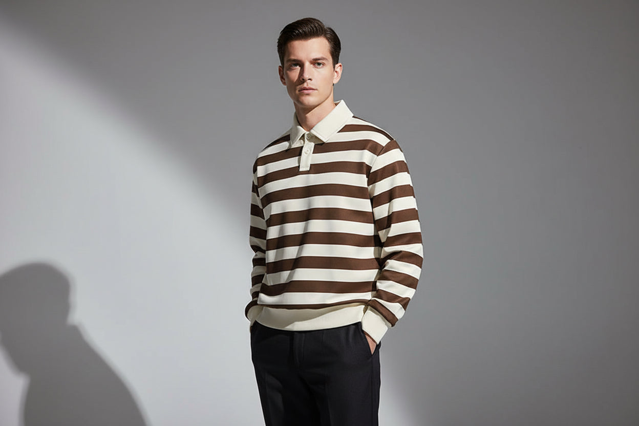 Retro Stripe Polo Sweater