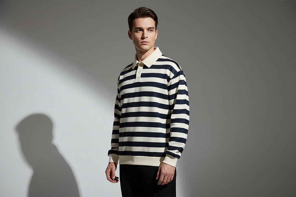 Retro Stripe Polo Sweater