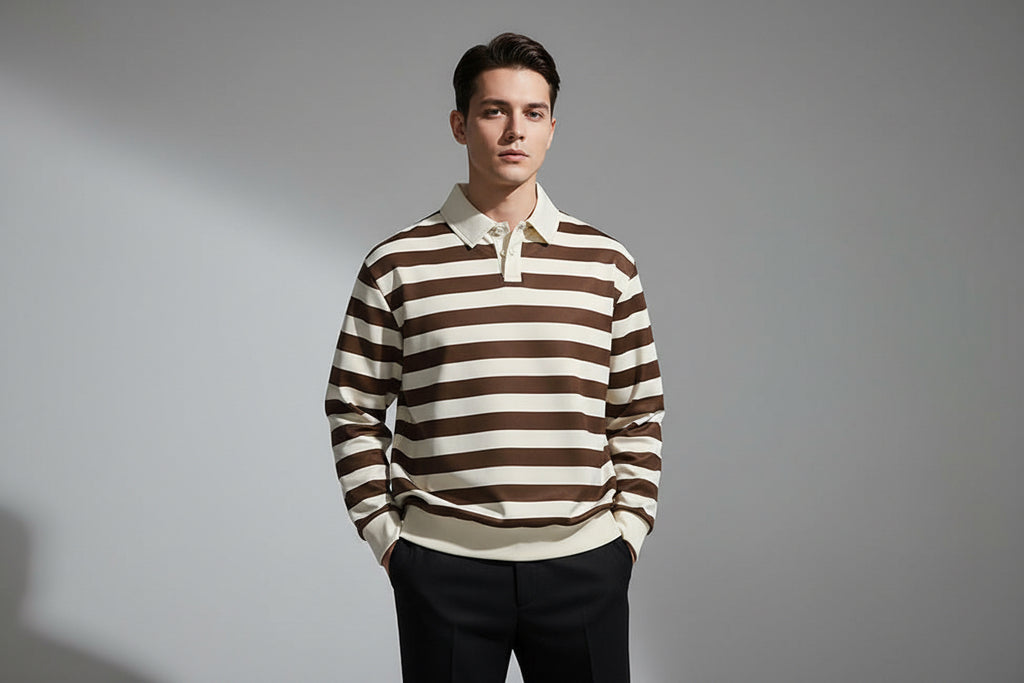 Retro Stripe Polo Sweater