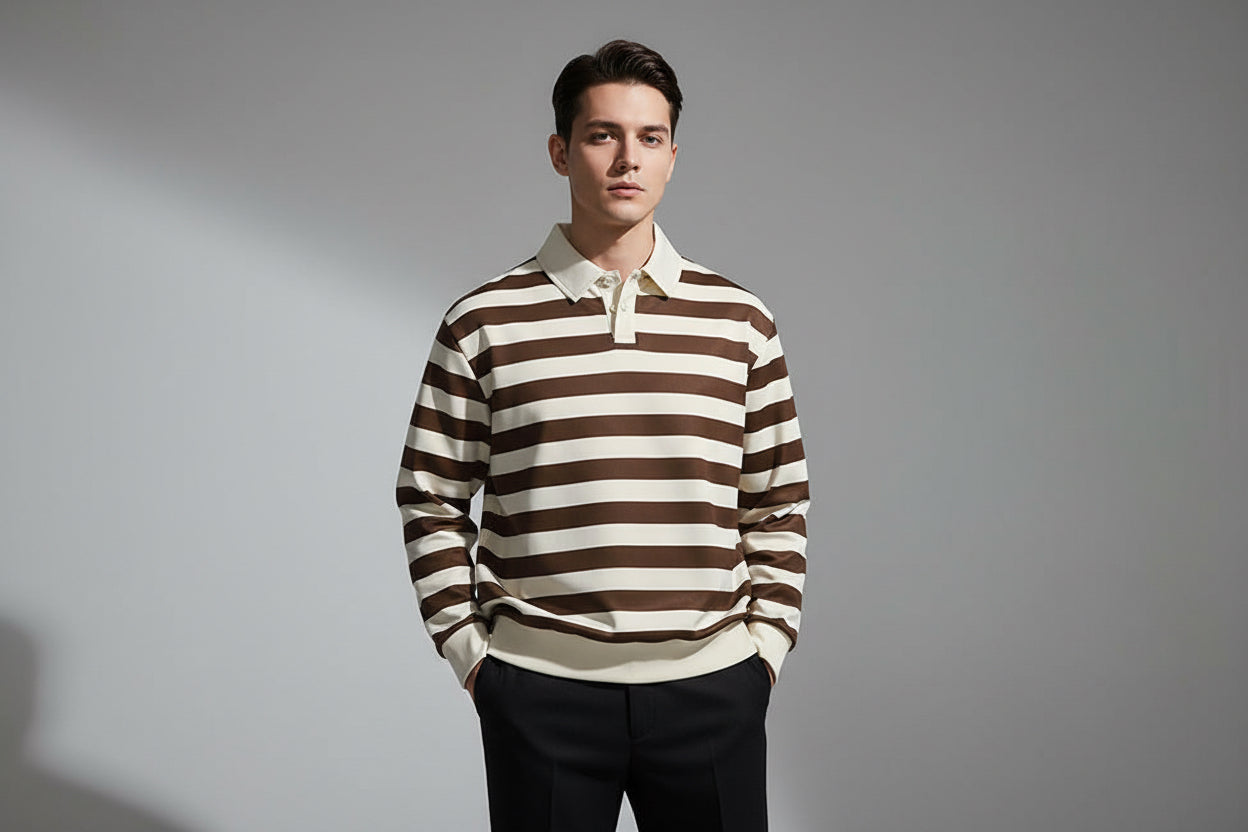 Retro Stripe Polo Sweater