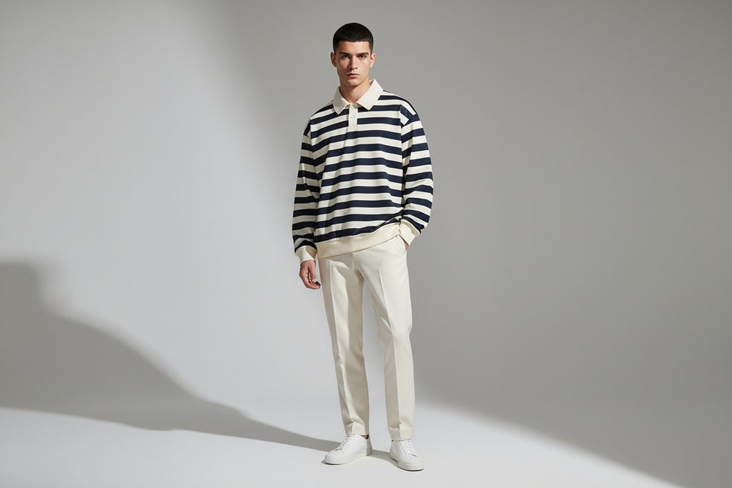 Retro Stripe Polo Sweater