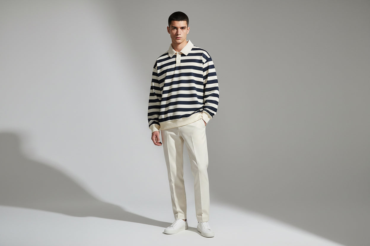 Retro Stripe Polo Sweater