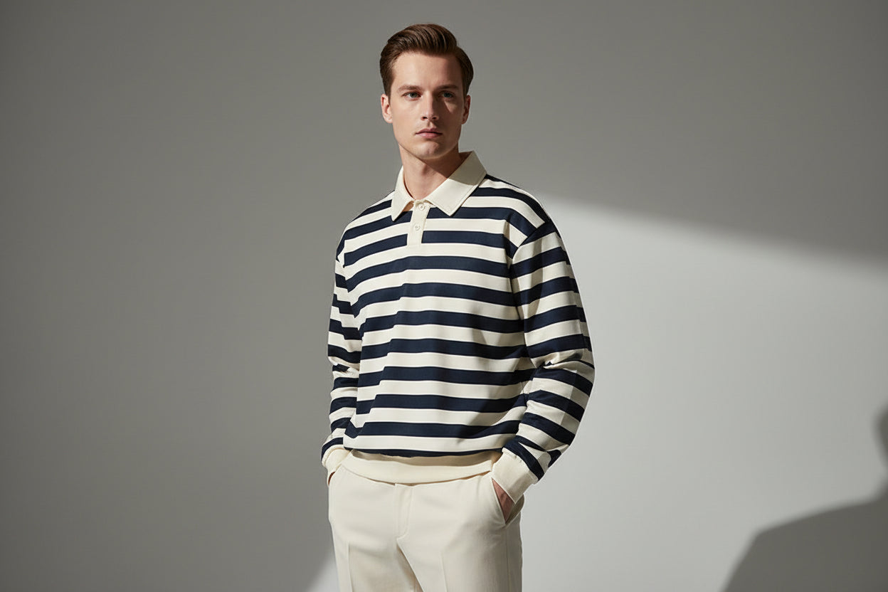 Retro Stripe Polo Sweater