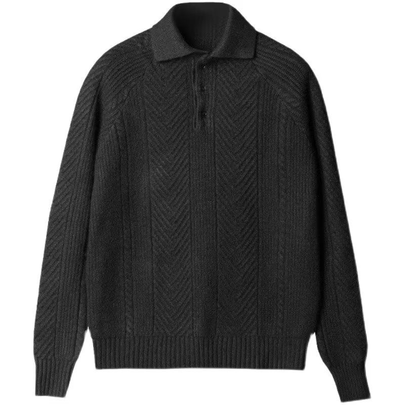 Slim Fit Lapel Knit Pullover Sweater