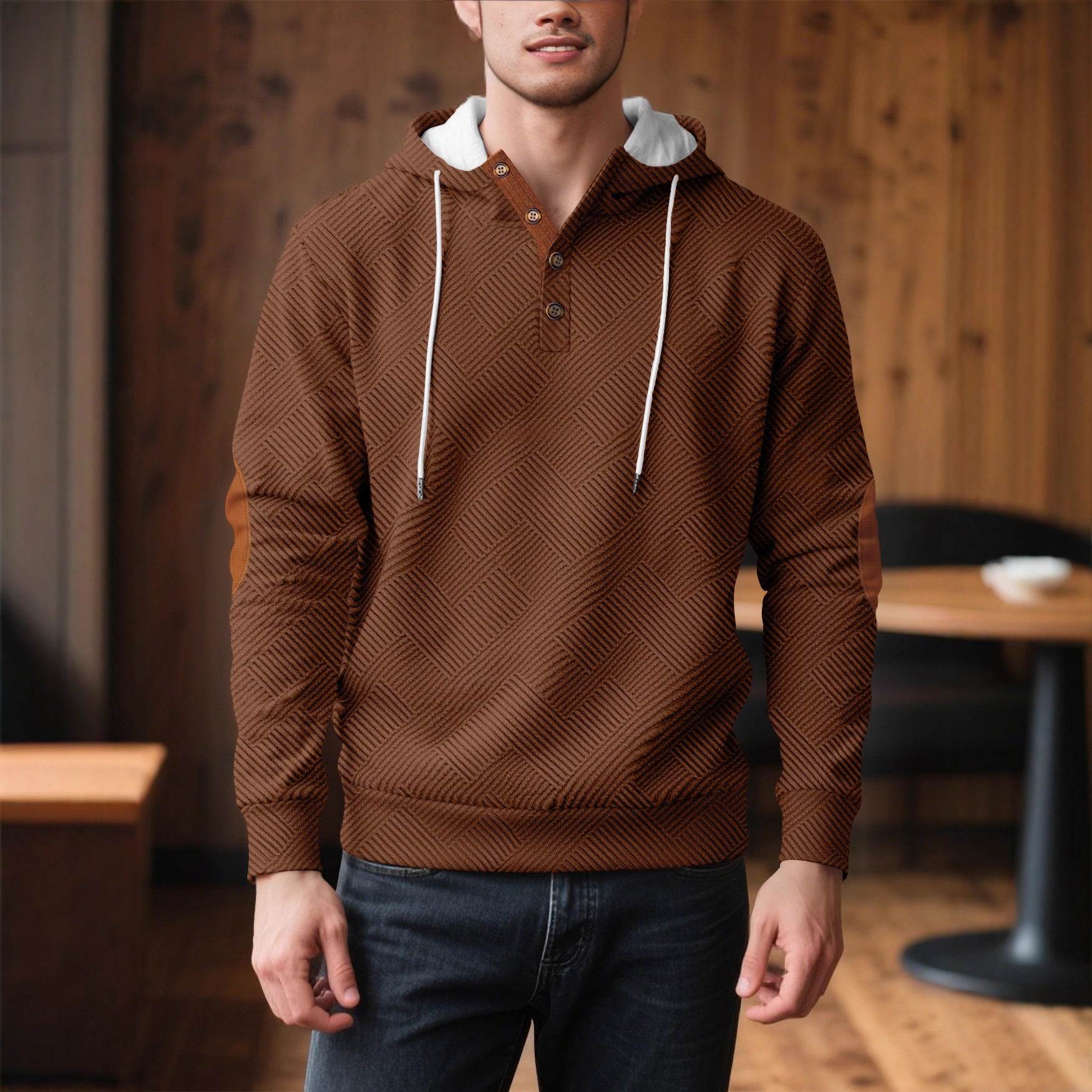 Textured Henley Hoodie