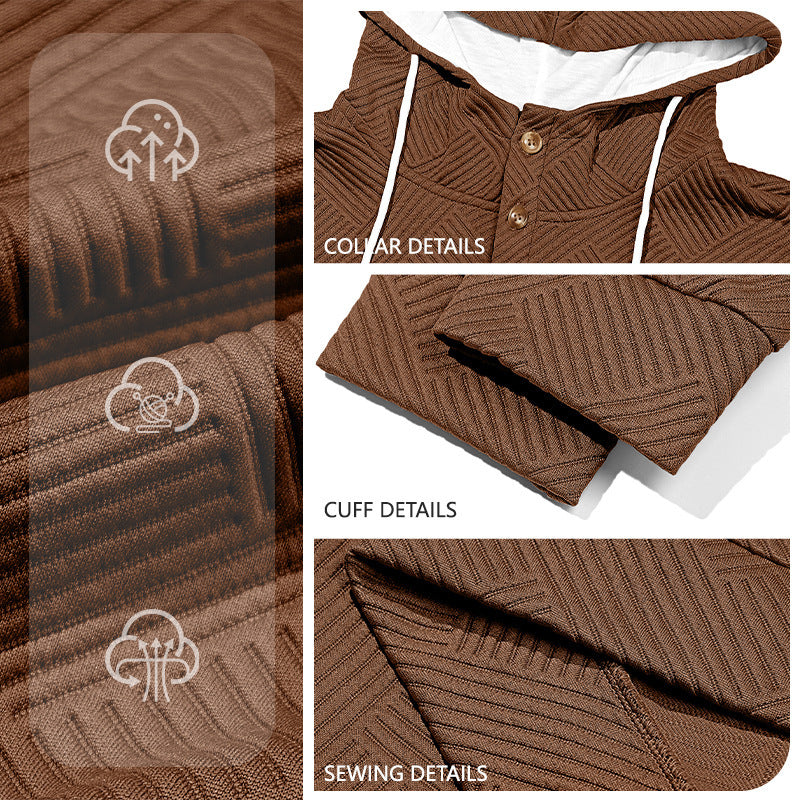 Textured Henley Hoodie