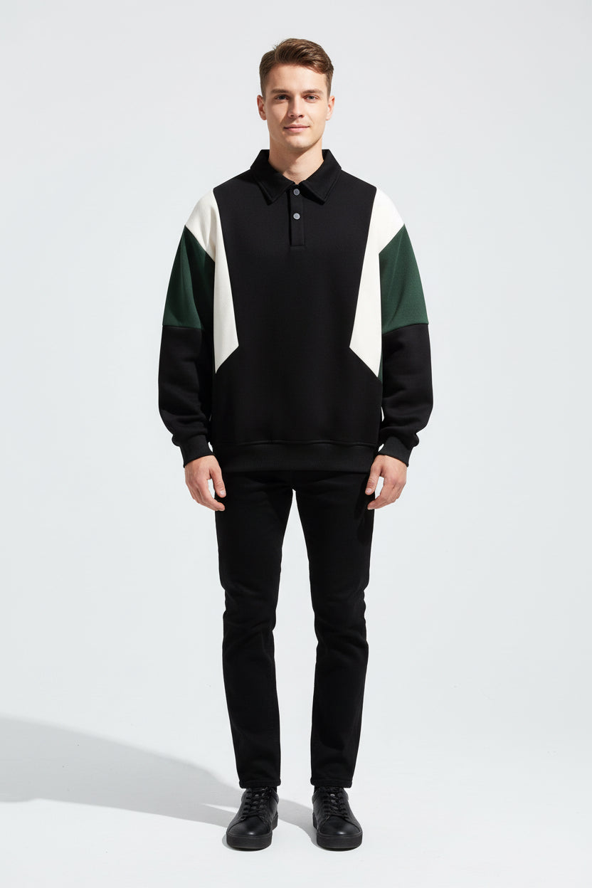 Tri-Tone Polo Sweater