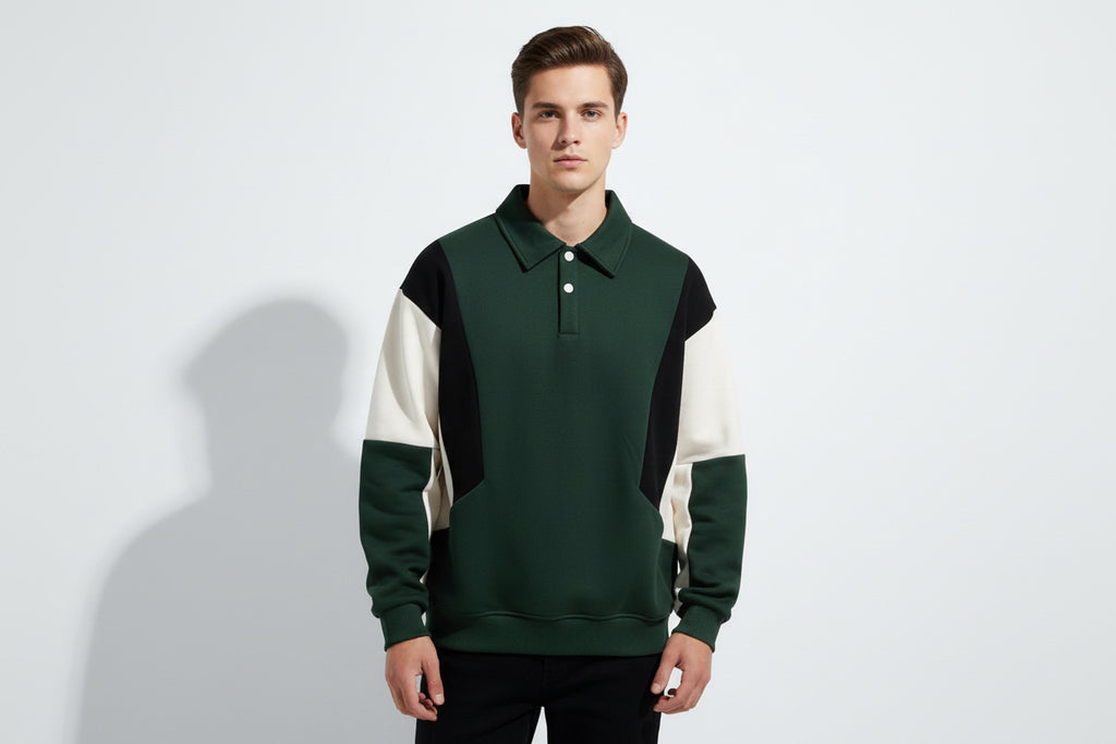 Tri-Tone Polo Sweater