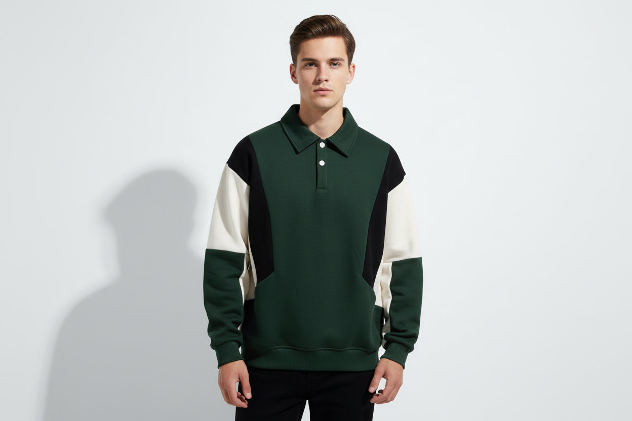 Tri-Tone Polo Sweater