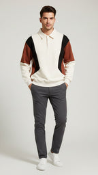 Tri-Tone Polo Sweater
