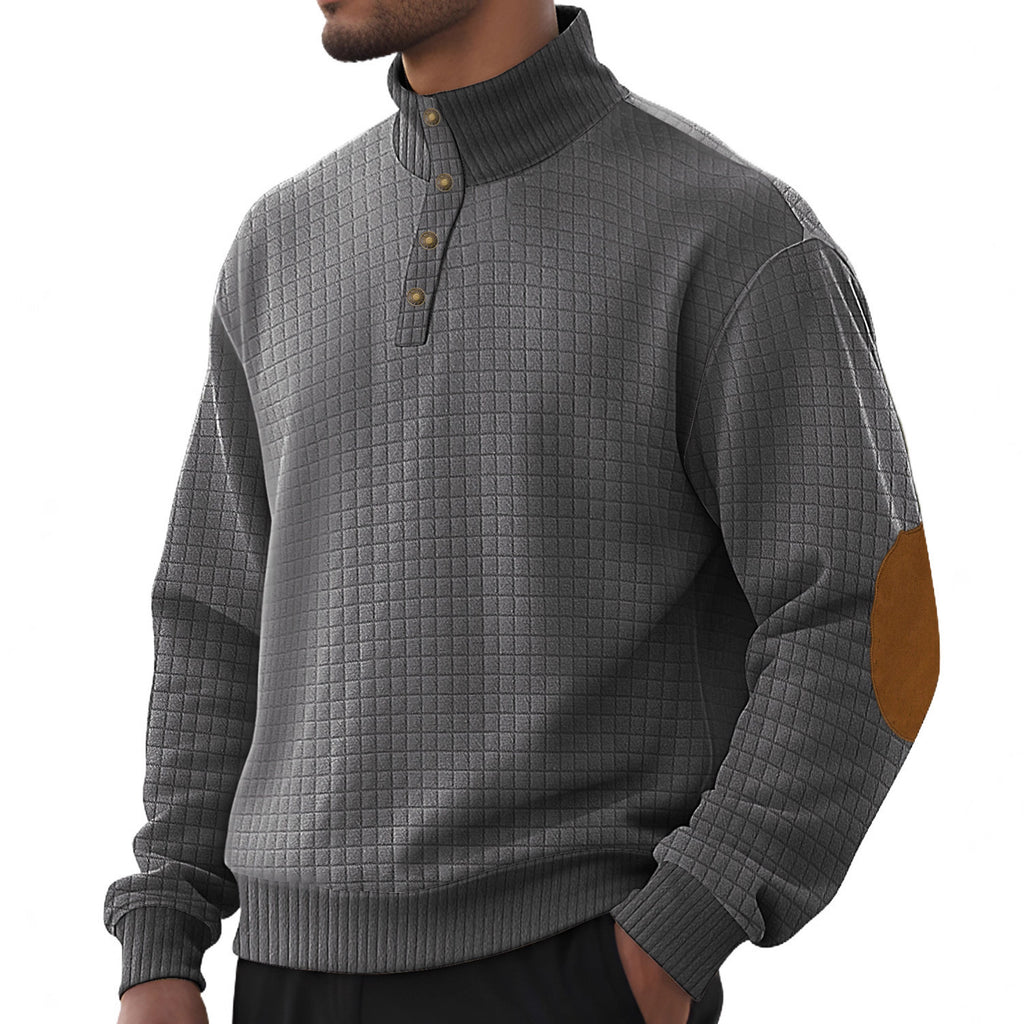 Waffle Knit Stand Collar Sweater