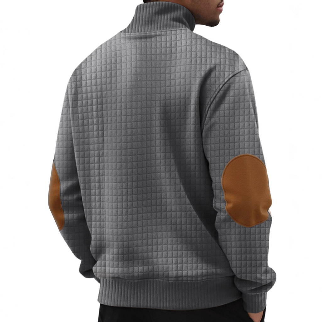 Waffle Knit Stand Collar Sweater