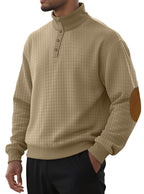 Waffle Knit Stand Collar Sweater