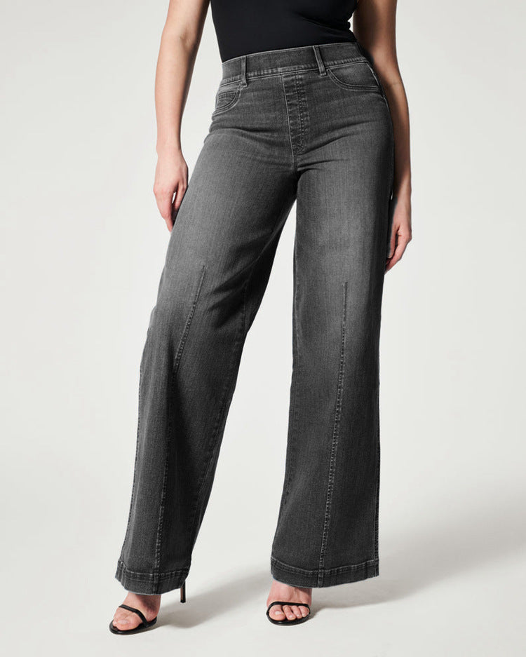 Women's High-Stretch Straight Wide-Leg Jeans