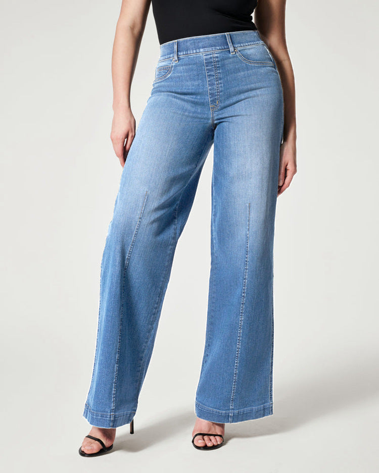 Women's High-Stretch Straight Wide-Leg Jeans