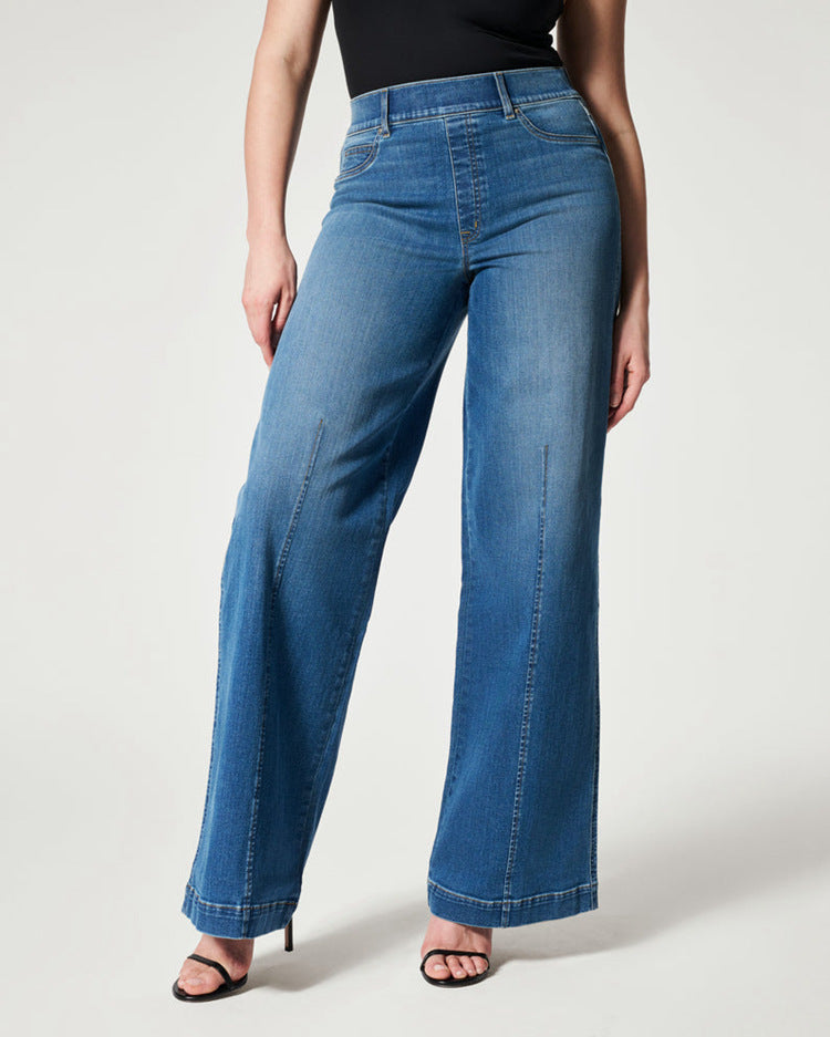 Women's High-Stretch Straight Wide-Leg Jeans