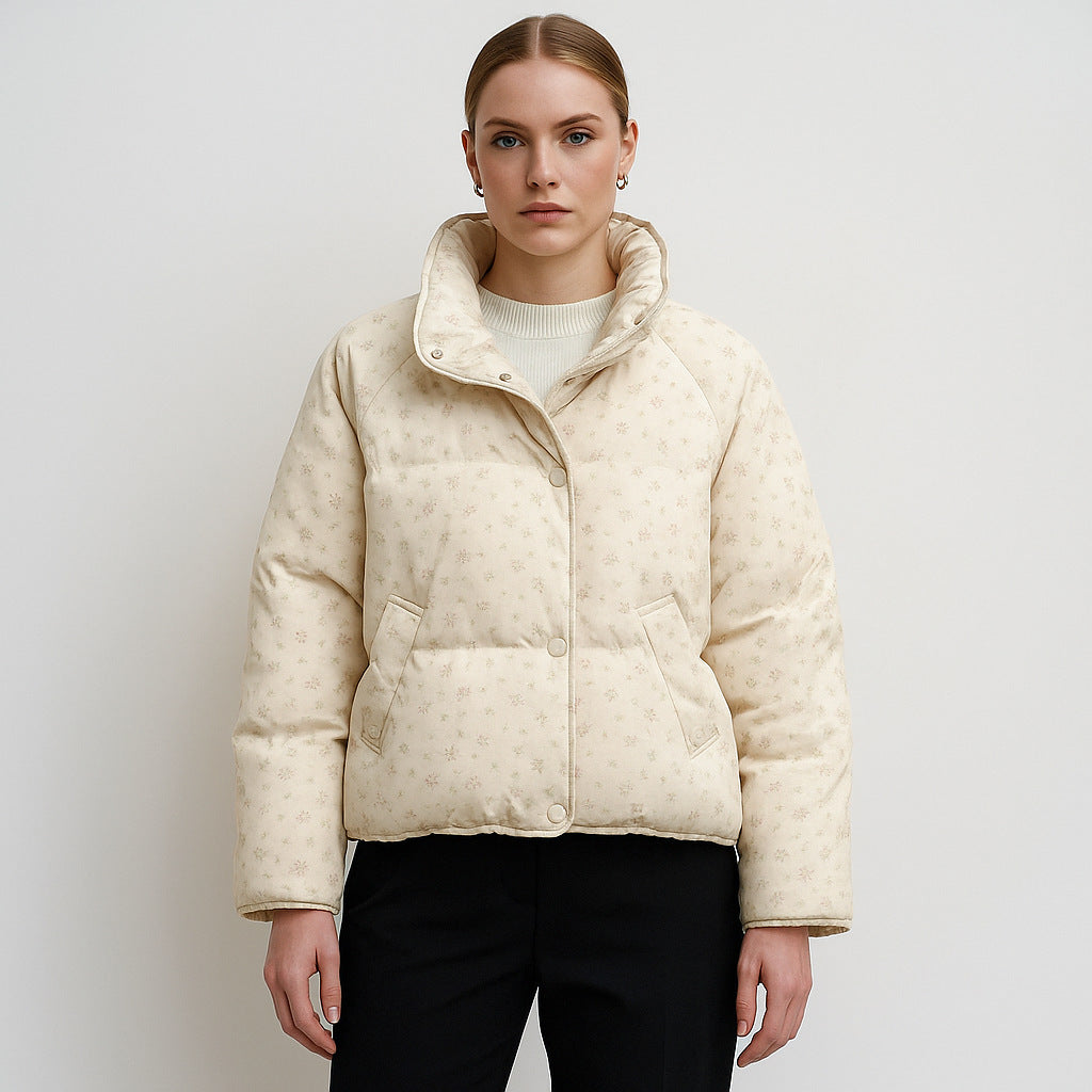 Women's Petite Floral Short Down Jacket