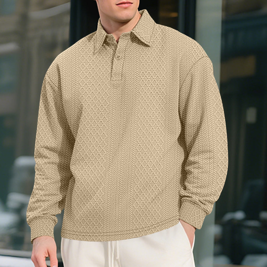 Men’s Casual Loose-Fit Pullover Sweater – Lightweight Long Sleeve Crewneck | Soft Polyester Knitwear for Everyday Wear