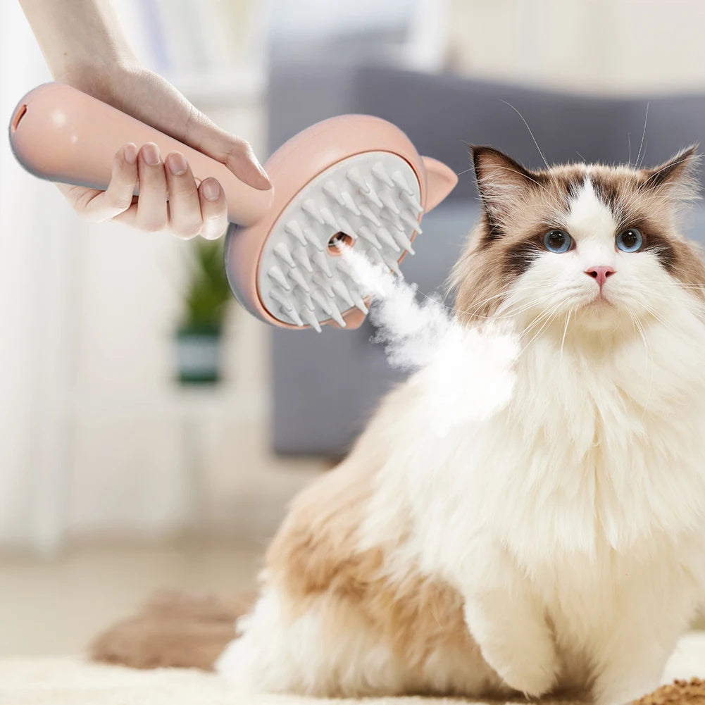 Pet Grooming Steam Brush – Electric Hair Remover & Massage Comb for Cats & Dogs | Rechargeable Fur Cleaner