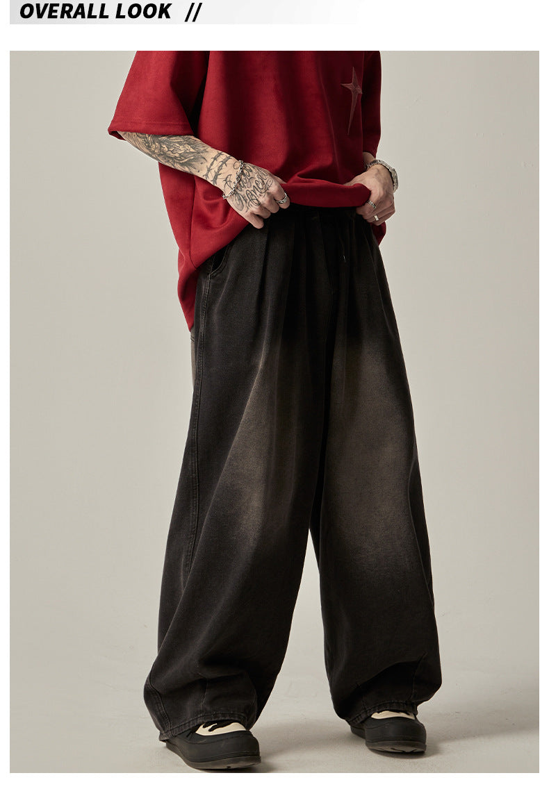 Mid-Waist Loose Straight Street Jeans