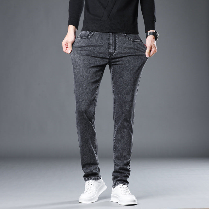Non-Iron Straight-Fit Cotton Jeans