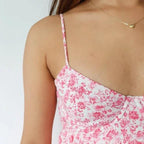 Women’s High Waist Sleeveless Pullover Dress – Pink & Dark Red Summer Casual Dress