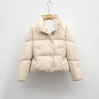 Petite White Duck Down Jacket Short Floral Women