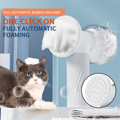 Silicone Self-Foaming Pet Bath Brush with Soap Dispenser