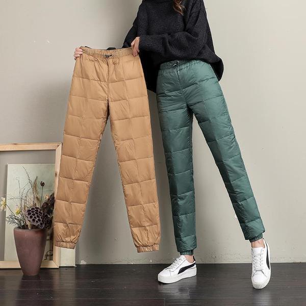 High-Waist Cotton Blend Straight-Fit Trousers