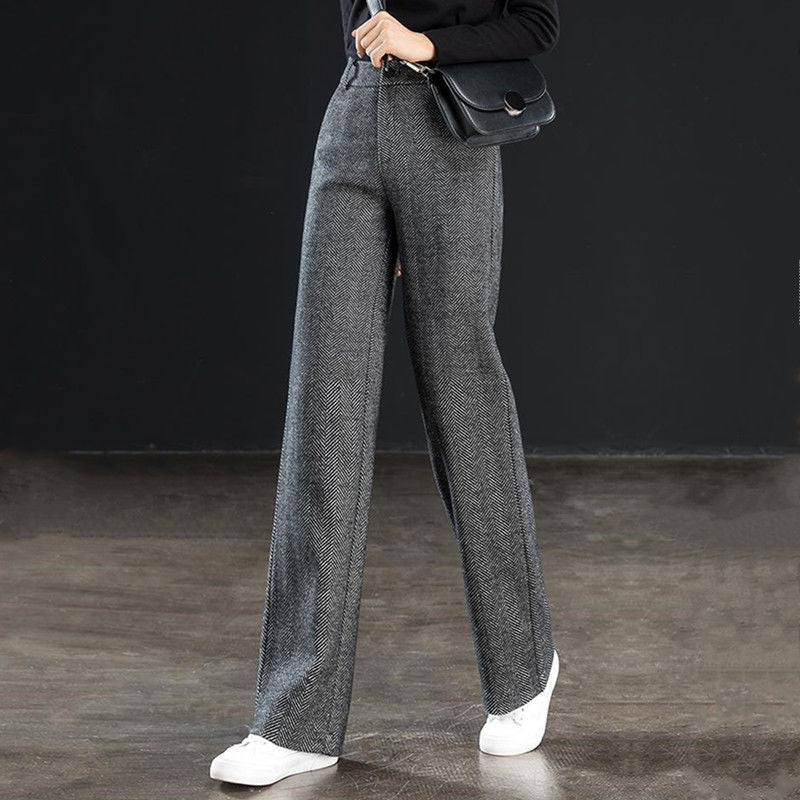 Distressed Wide-Leg High-Waist Trousers