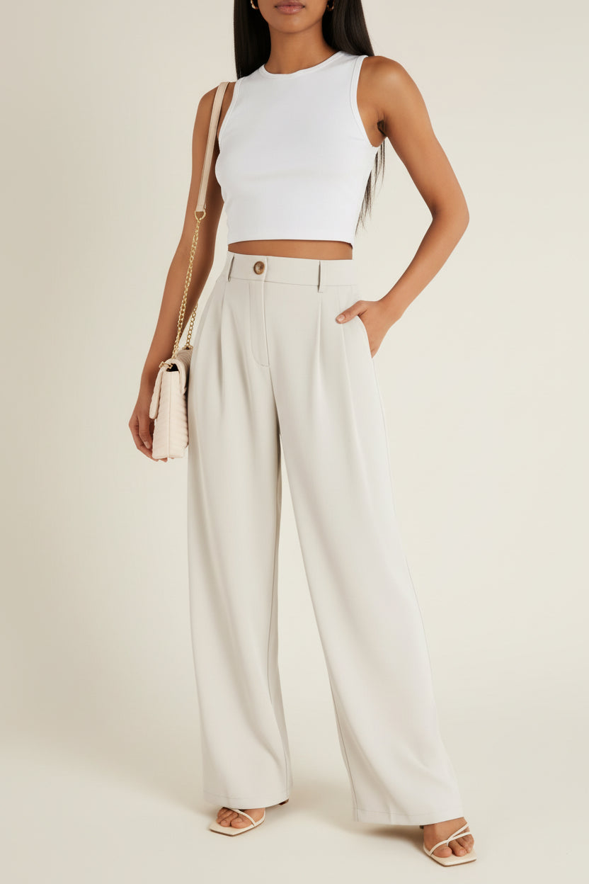 High-Waist Wide-Leg Trousers