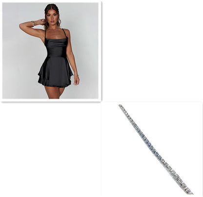 Women's Sleeveless A-Line Backless Dress – Elegant Sling Style in Multiple Colors