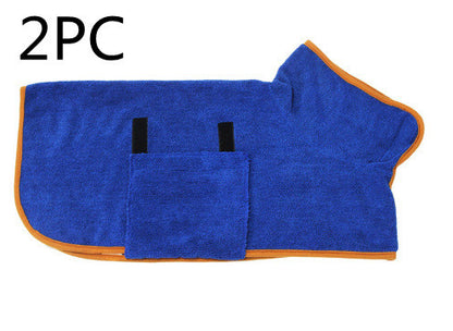 Super Absorbent Dog Bathrobe Towel – Fast Drying Microfiber Pet Drying Coat with Adjustable Neck & Chest Straps – Moisture-Wicking & Soft Dog Towel Robe