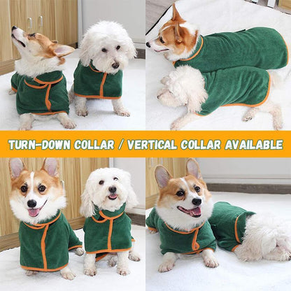 Super Absorbent Dog Bathrobe Towel – Fast Drying Microfiber Pet Drying Coat with Adjustable Neck & Chest Straps – Moisture-Wicking & Soft Dog Towel Robe