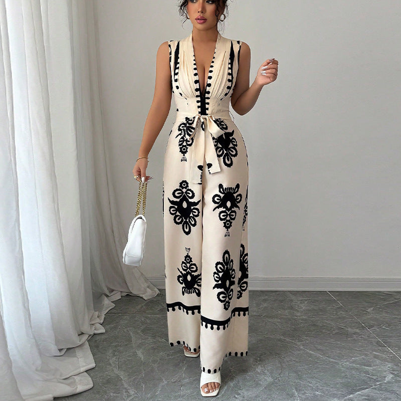 Lace-Up Apricot Jumpsuit