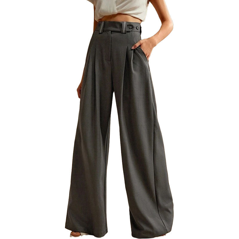 High-Waist Wide-Leg Straight Trousers