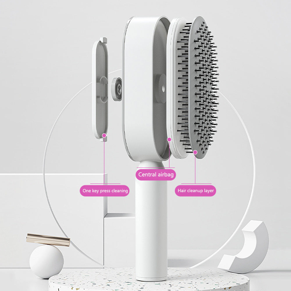 Self-Cleaning Scalp Massage Hair Brush – 3D Air Cushion Anti-Static Detangling Comb for All Hair Types | Pain-Free, No-Pull Hair Brush for Healthy Hair Growth & Frizz-Free Styling
