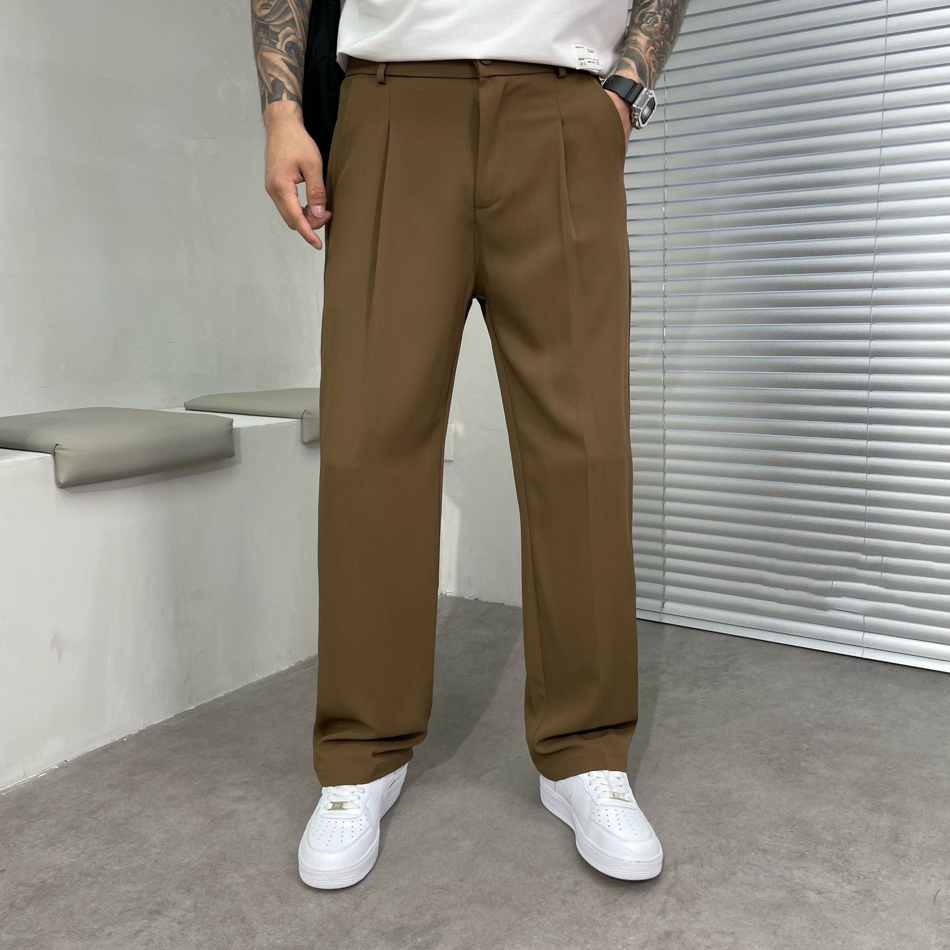 Cotton-Blend Casual Leisure Trousers
