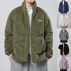 Men’s Corduroy Cardigan Coat – Korean Style Casual Outerwear Jacket | Soft Polyester Fiber, Comfortable Fit & Straight Hem Design