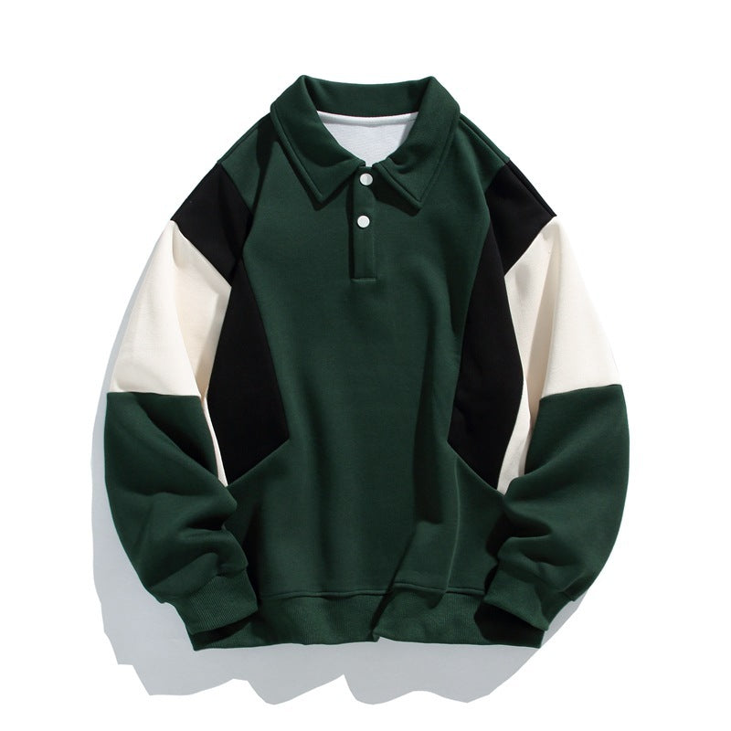 Men’s Striped Loose Fit Sweater – Casual Long Sleeve Polyester Pullover for Everyday Wear