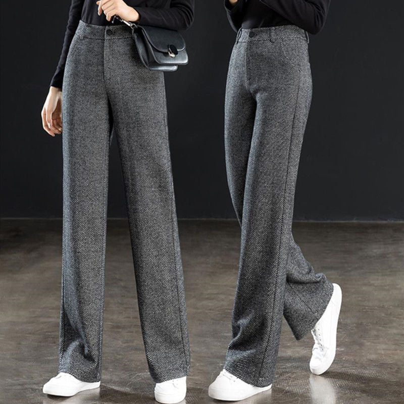 Distressed Wide-Leg High-Waist Trousers