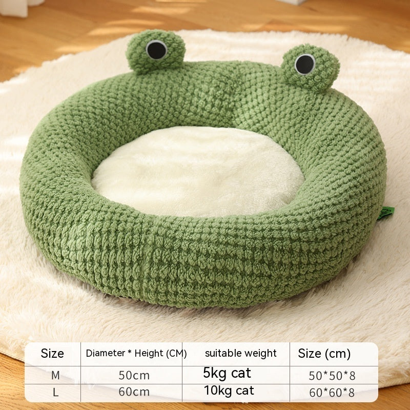 Cute Cartoon Frog Shape Pet Bed for Dogs and Cats - Soft Plush Cozy Sofa with Non-Slip Bottom